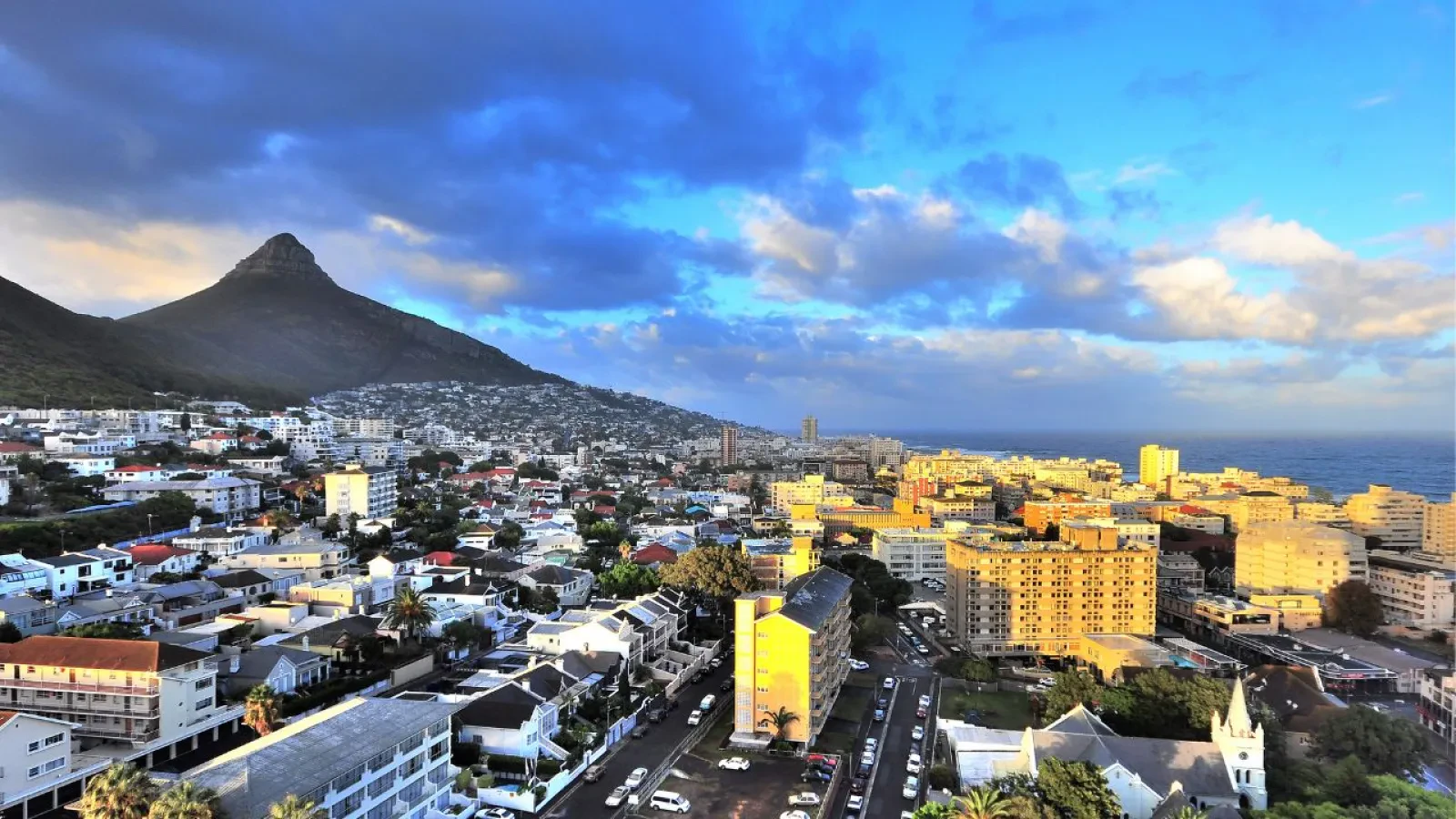 Cape Town skyline and Table Mountain at sunset